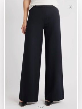 NWT- Caslon High Waist Wide Leg Ponte Pants, Black, Size Small